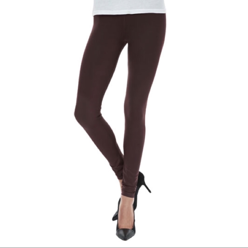 David Lerner Seamed Coated Leggings in Merlot
